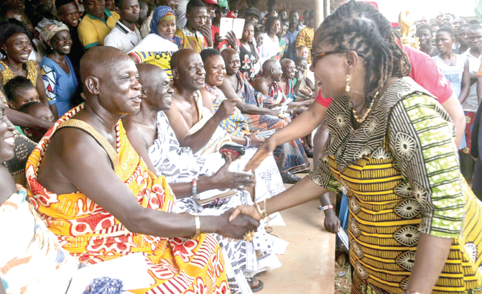  Mrs Mahama being welcomed by chiefs and elders of Bia traditional area